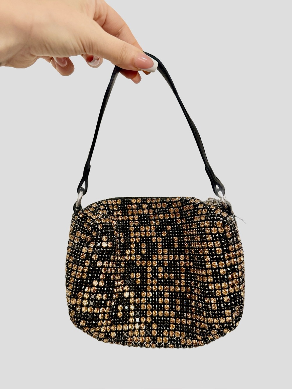Rhinestone Leopard Black Crystal-Embellished Bag Heiress DUPE